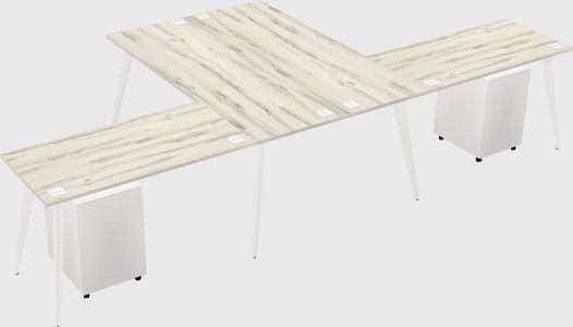 Shared l-shaped office desk system