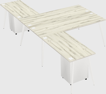 Shared l-shaped office desk system