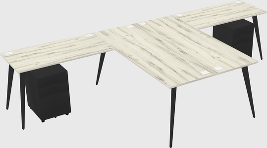 Shared l-shaped office desk system