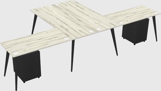 Shared l-shaped office desk system