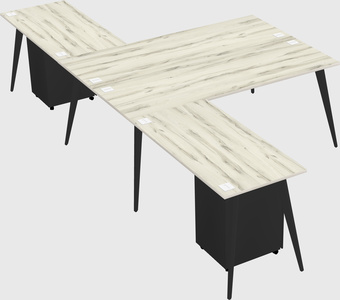 Shared l-shaped office desk system