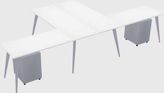 Shared l-shaped office desk system