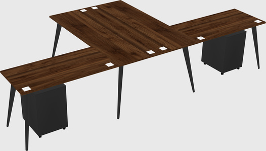 Shared l-shaped office desk system