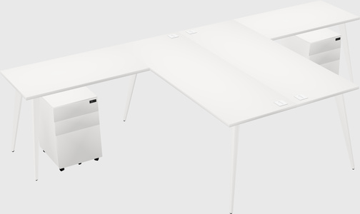 Shared l-shaped office desk system