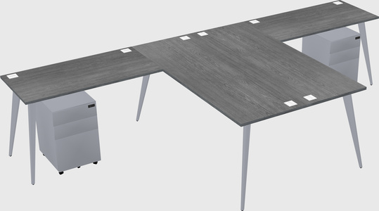 Shared l-shaped office desk system