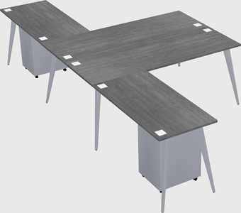 Shared l-shaped office desk system
