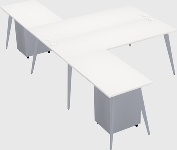Shared l-shaped office desk system