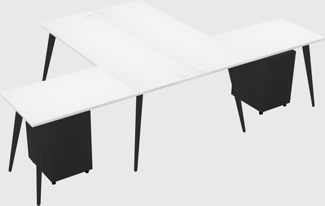 Shared l-shaped office desk system