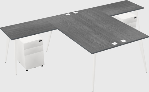 Shared l-shaped office desk system