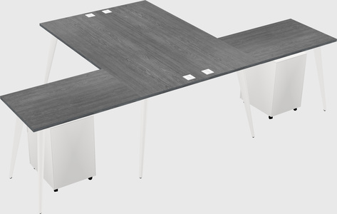 Shared l-shaped office desk system
