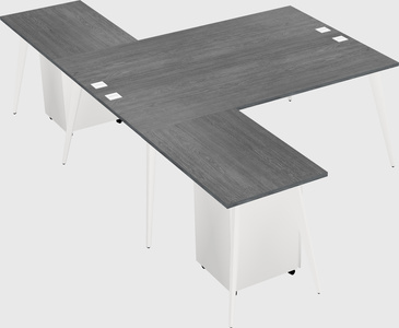 Shared l-shaped office desk system