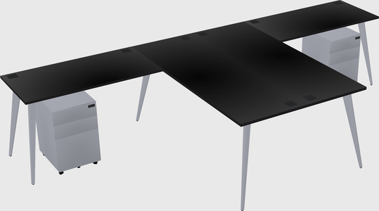 Shared l-shaped office desk system