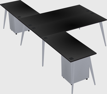 Shared l-shaped office desk system
