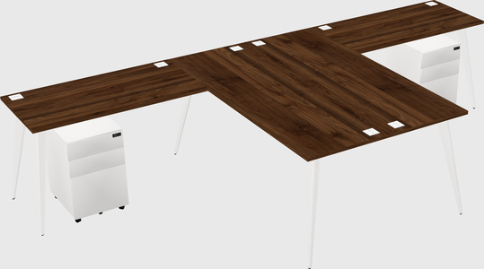 Shared l-shaped office desk system