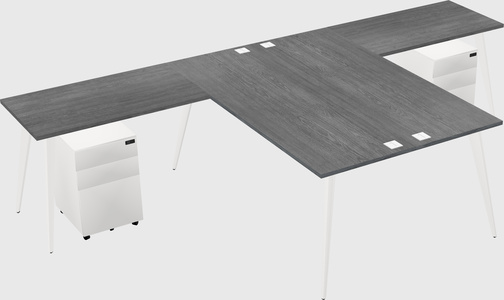 Shared l-shaped office desk system