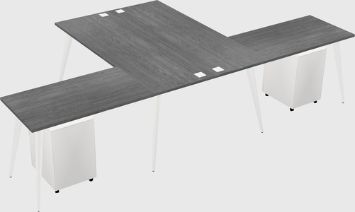 Shared l-shaped office desk system