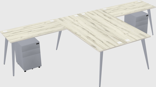 Shared l-shaped office desk system