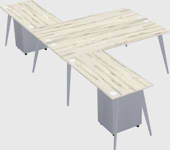 Shared l-shaped office desk system