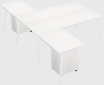 Shared l-shaped office desk system