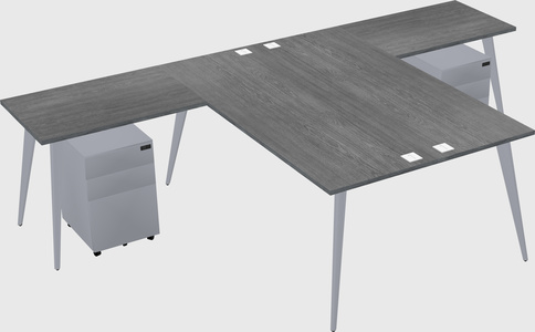 Shared l-shaped office desk system