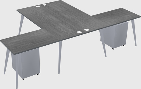 Shared l-shaped office desk system