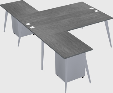 Shared l-shaped office desk system