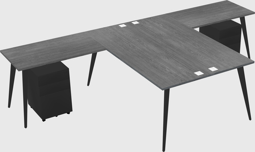 Shared l-shaped office desk system