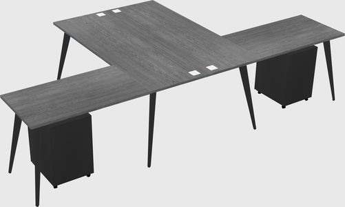 Shared l-shaped office desk system