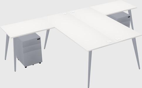 Shared l-shaped office desk system
