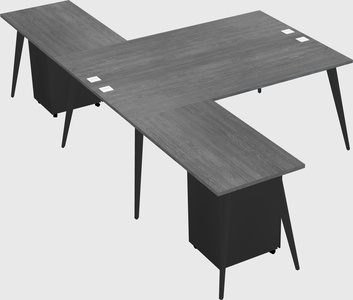 Shared l-shaped office desk system