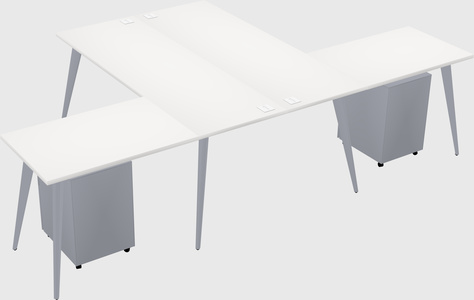 Shared l-shaped office desk system