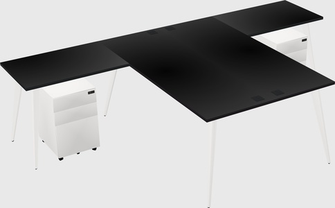 Shared l-shaped office desk system