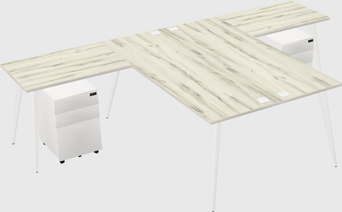 Shared l-shaped office desk system
