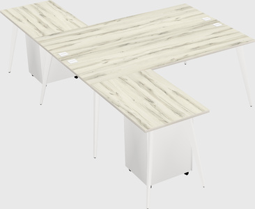 Shared l-shaped office desk system
