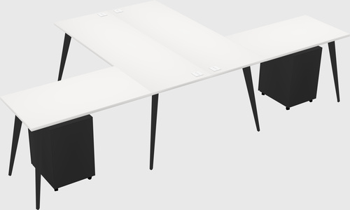 Shared l-shaped office desk system