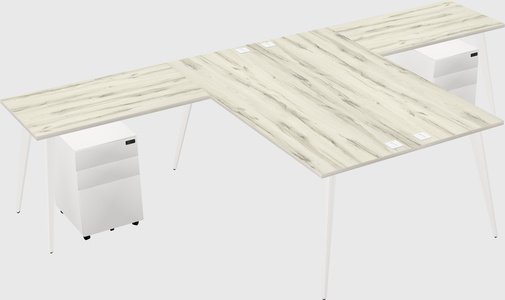 Shared l-shaped office desk system
