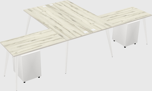 Shared l-shaped office desk system