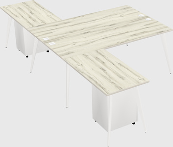 Shared l-shaped office desk system