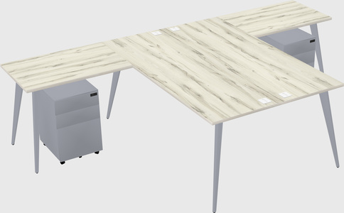 Shared l-shaped office desk system
