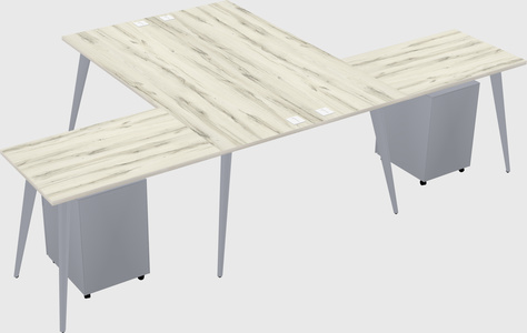 Shared l-shaped office desk system