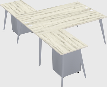 Shared l-shaped office desk system