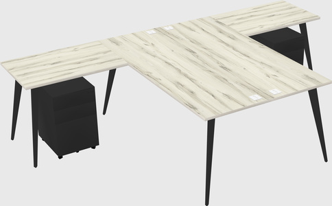 Shared l-shaped office desk system