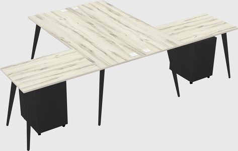 Shared l-shaped office desk system