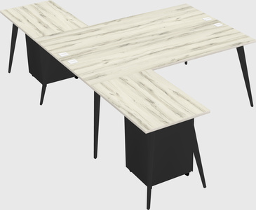 Shared l-shaped office desk system