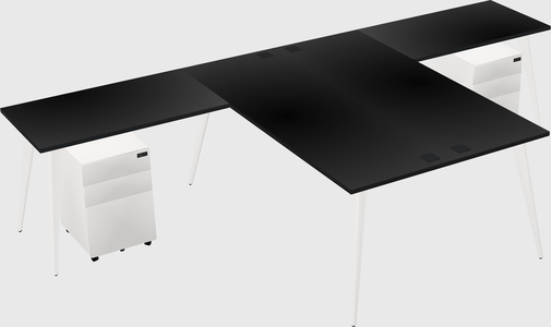 Shared l-shaped office desk system