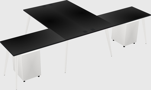 Shared l-shaped office desk system