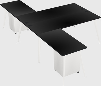 Shared l-shaped office desk system