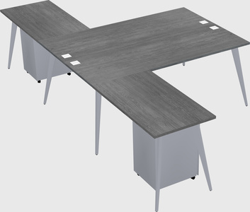 Shared l-shaped office desk system
