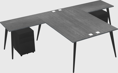 Shared l-shaped office desk system