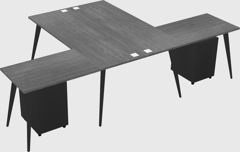 Shared l-shaped office desk system